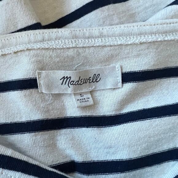 Madewell Striped Embroidered Staycation Crop Tee Size Large - Picture 9 of 12